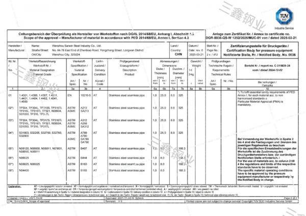 溫州市三鑫鋼業有限公司,歐盟壓力管道PED 4.3認證