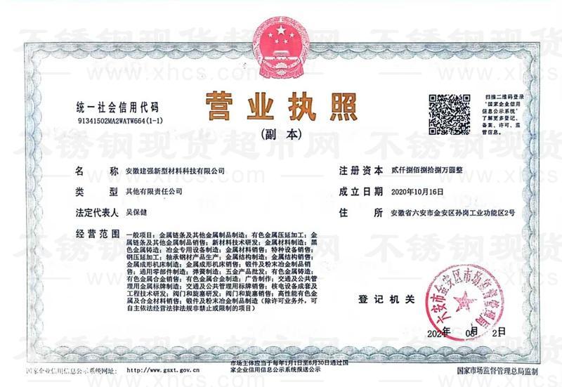 安徽建強(qiáng)新型材料科技有限公司營業(yè)執(zhí)照